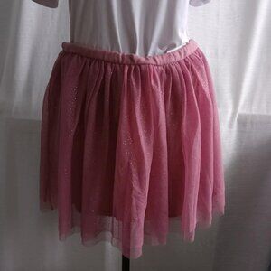 Cute hand made old-pink tutu skirt with layers of iridescent tulle